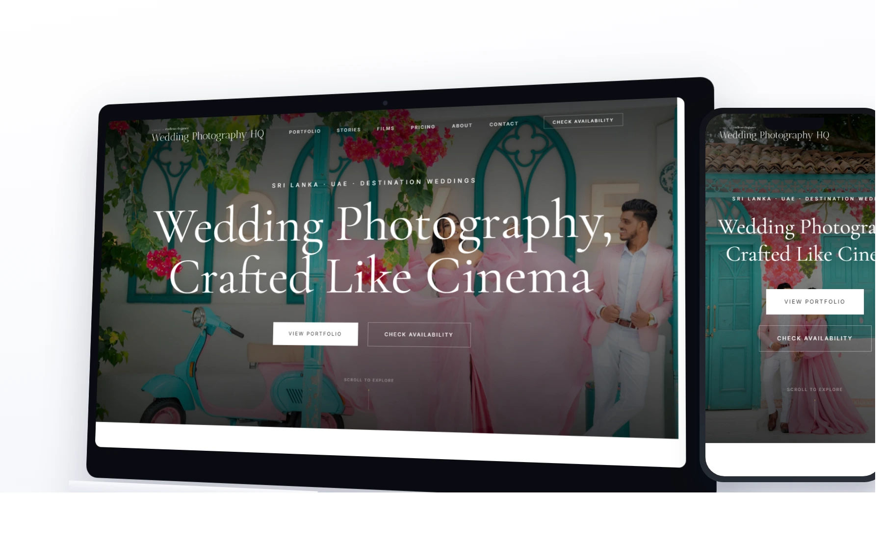 Responsive website design shown on iPhone and MacBook